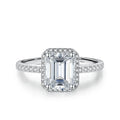 NeeTim 1ct 2ct Moissanit Ring für Damen Smaragdstrahlender Schliff Labor-Diamantringe Sterling Silber 925 mit vergoldetem Ehering