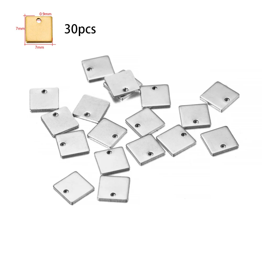 10-50 Piezas de Acero Inoxidable Dorado, Placas de Identificación Personalizadas, Óvalos en Forma de Corazón, Dijes, Colgantes para Suministros de Fabricación de Joyería DIY