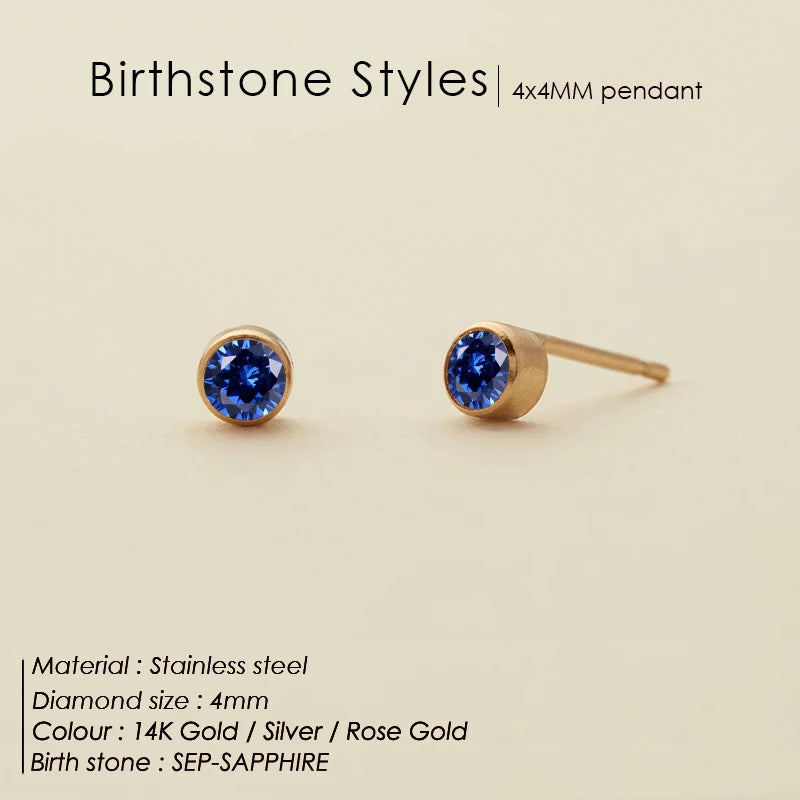 316L Edelstahl Geburtsstein Ohrstecker Piercingpistole Goldfarbene Push-Back Ohrringe Piercing Sicher für Baby und Frauen Geschenk Schmuck