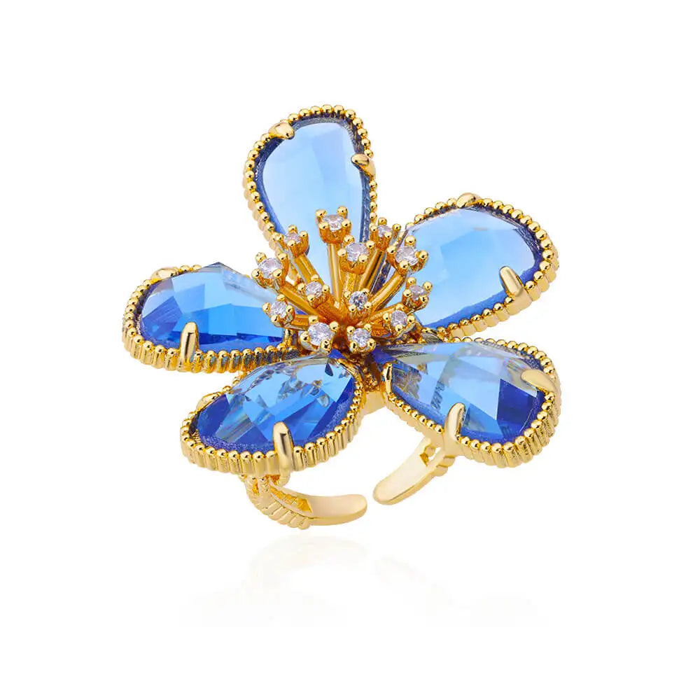 Filigrane Zirkon-Blumenringe für Damen Edelstahlring 2024 Neuer Trend Elegante luxuriöse ästhetische Schmuck-Anillos