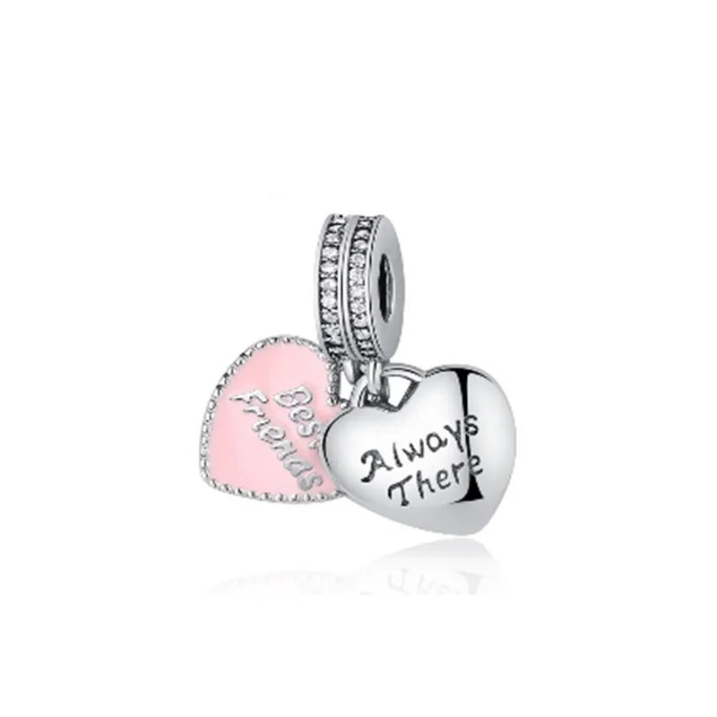 Heiß begehrtes 925er Silber Rosa Serie Blume Hundepfote herzförmiger Anhänger, passend für originale Armband DIY Accessoires, exquisiter Schmuck