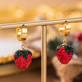 1pair Adjustable Zircon Ear Buckles Stainless Steel Strawberry Style Fashionable Wedding Ceremony Birthday Daily Jewelry