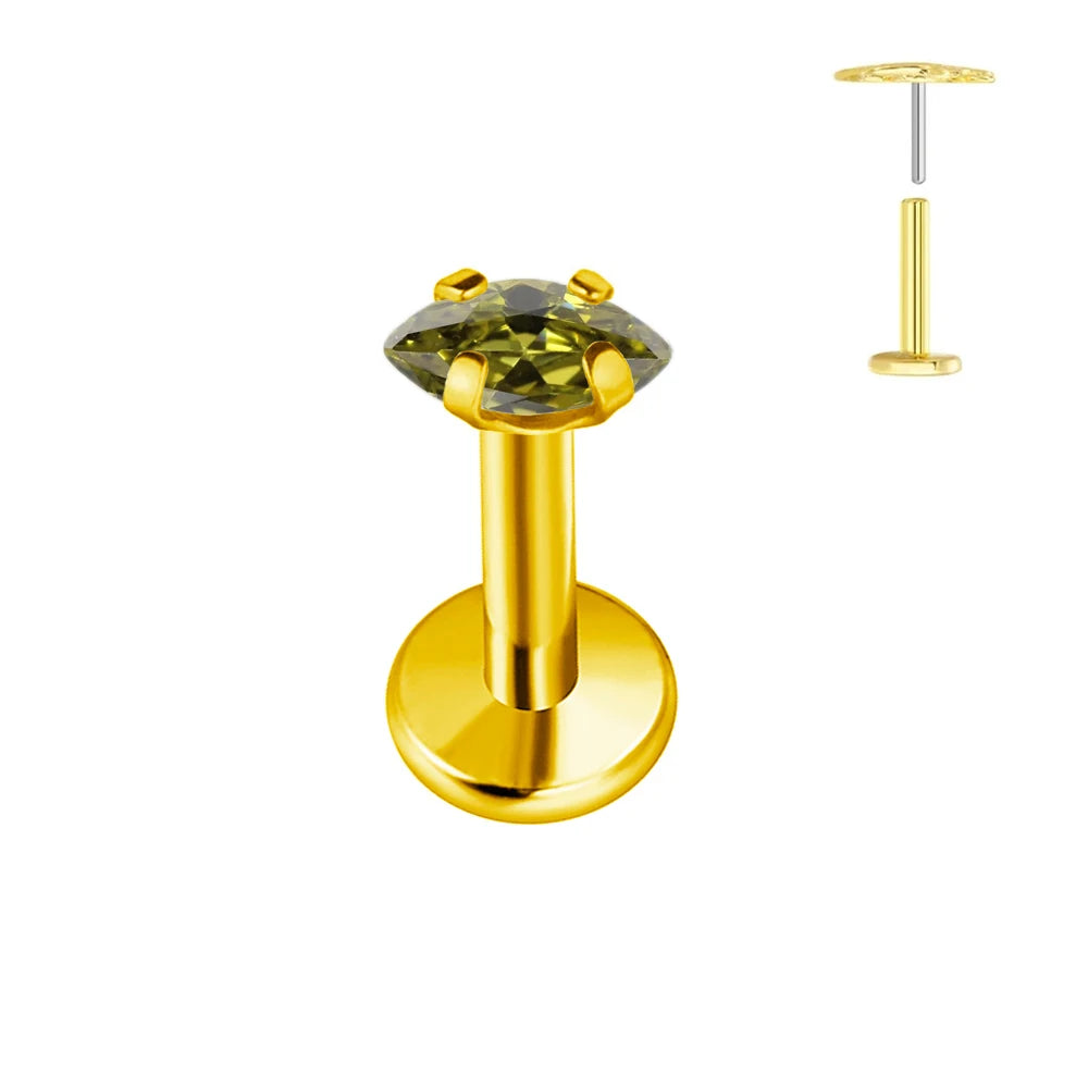 100 % G23 Titan Horse Eyes CZ Labret Piercing Push-in Multicolor Tragus Ohrstecker Gewindelos Knorpel Körperschmuck