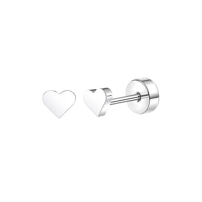 2er-Set Edelstahl Herz-Mond-Ohrstecker Schraubkugel-Ohrstecker für Frauen Mode Ohr Tragus Knorpel Piercing