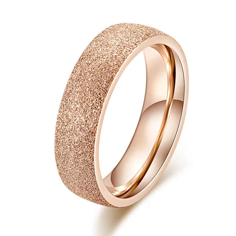 SUNIBI Anillo de acero inoxidable esmerilado para mujer, moda, anillos de dedo de Color dorado simple, regalos de boda, joyería para niñas al por mayor