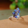 925 Sterling Silber Blauer Pfau Eheringe für Frauen Verlobung Hochzeit Edler Schmuck Damenschmuck Großhandel