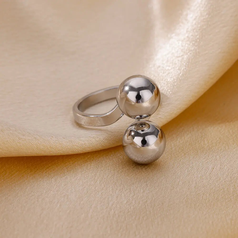 Punk Chunky Ball Ringe für Frauen Männer Gold Farbe Edelstahl Angstperlen Ring Trendy Schmuck Finger Accessoires Geschenk BFF