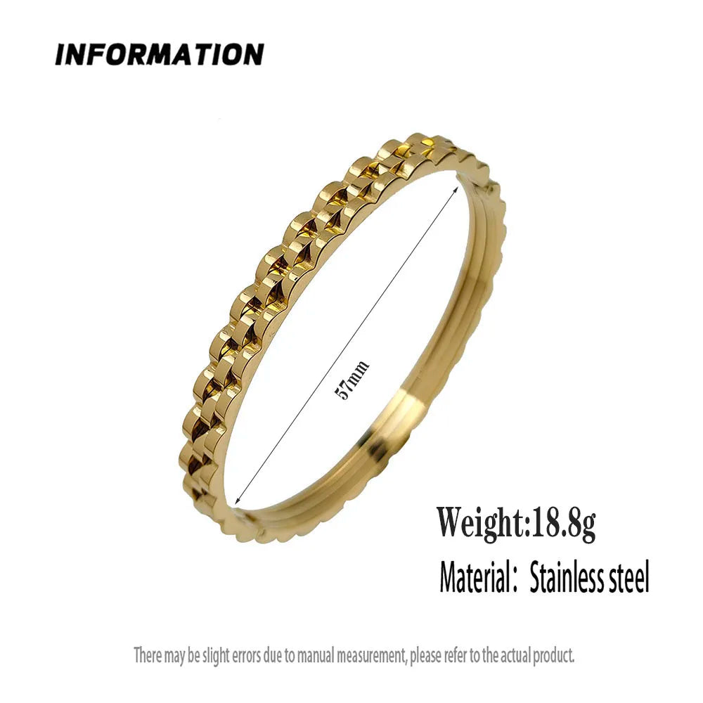 Neues Zahnrad-förmiges Edelstahlarmband, 18K vergoldet, hochwertiges wasserdichtes Partnerarmband, Geschenk für Ehefrau