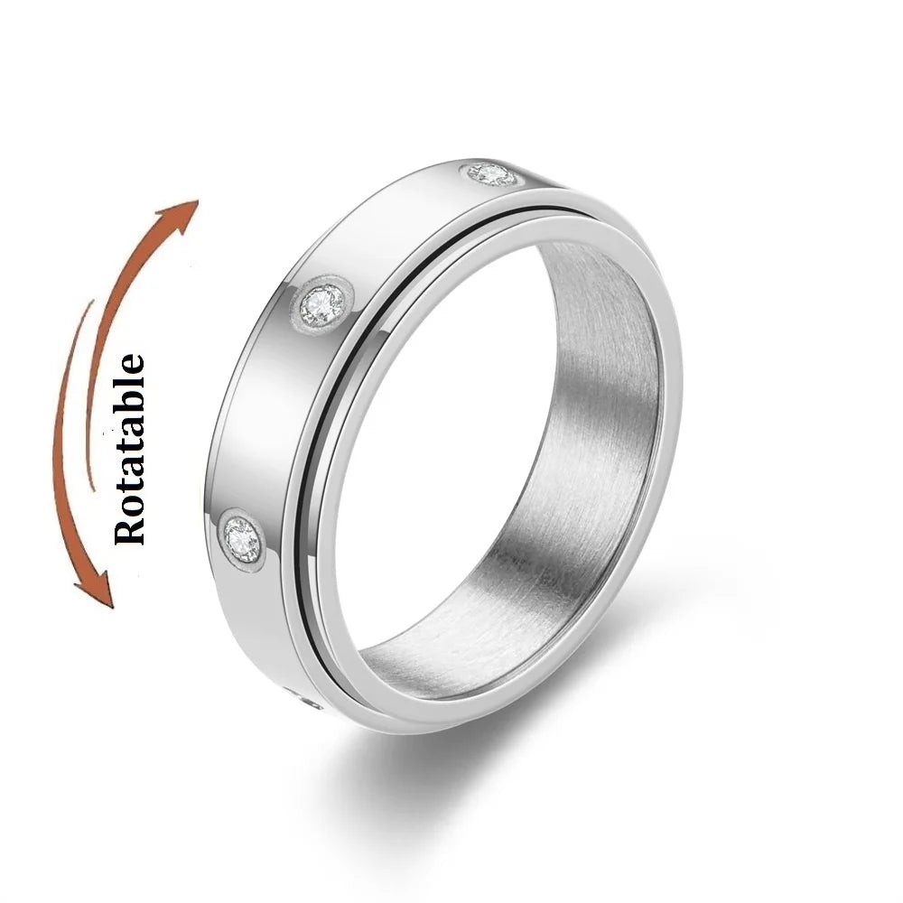 Stainless Steel Star Moon Anxiety Relaxing Cool Ring For Couples Spinner Fidgets Joint Rings Accessories Anillo Antiestres