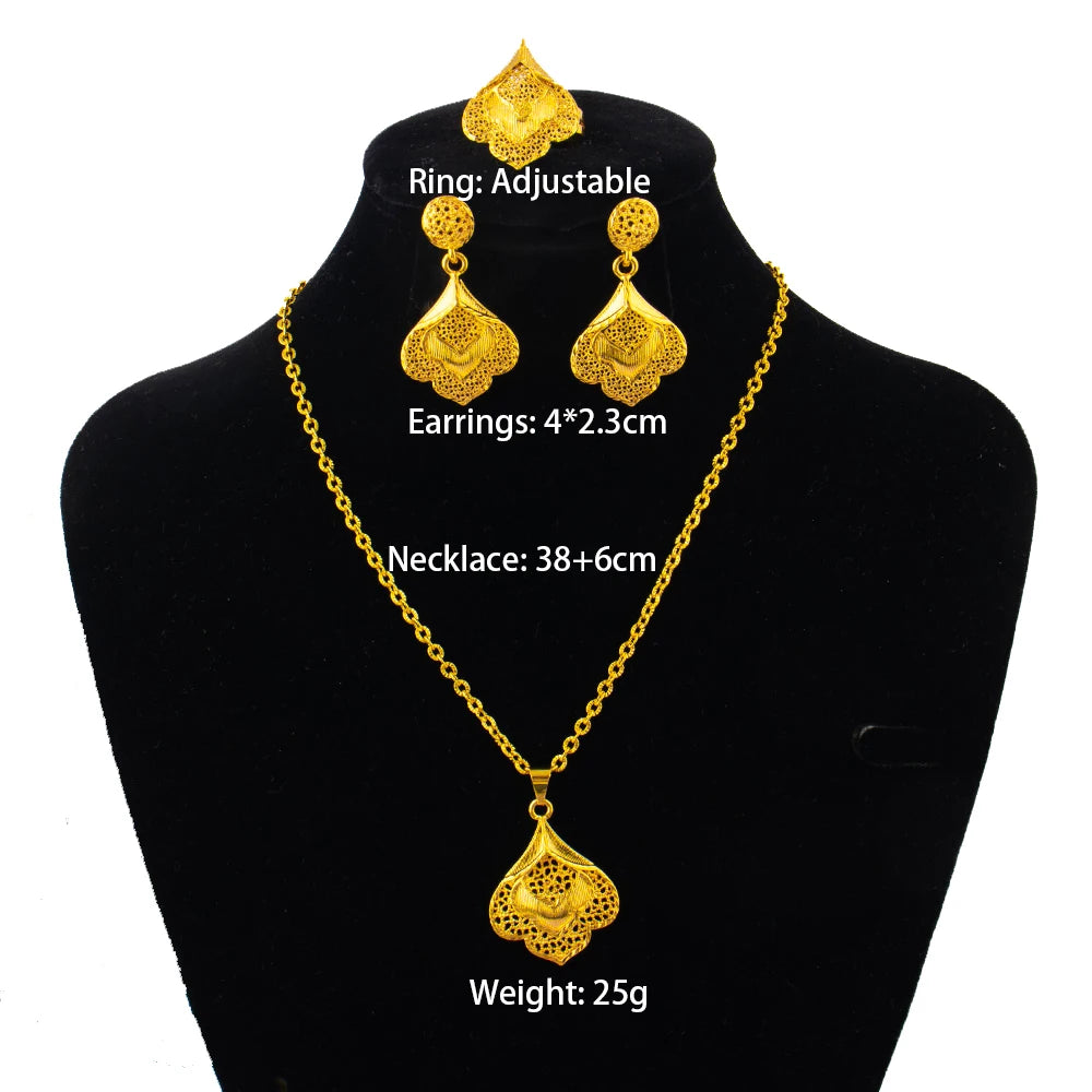 Modeschmuck-Set aus Gold, Edelstahl-Ohrringe und Halsketten für Damen, einfaches Persönlichkeitsgeschenk, Hochzeitsfeier-Accessoires