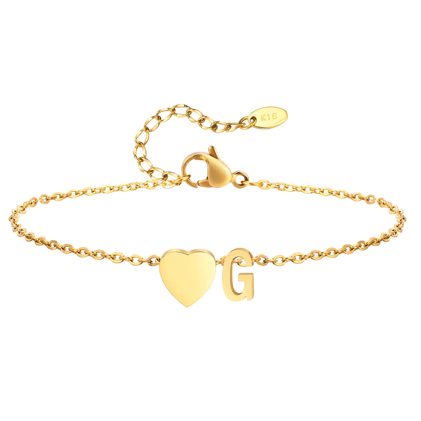 Damen Herz Anfangs-Fußkettchen Armbänder Verstellbarer Strand Schmuck Hypoallergener Edelstahl Personalisierte Namens Fußkette Fußkettchen