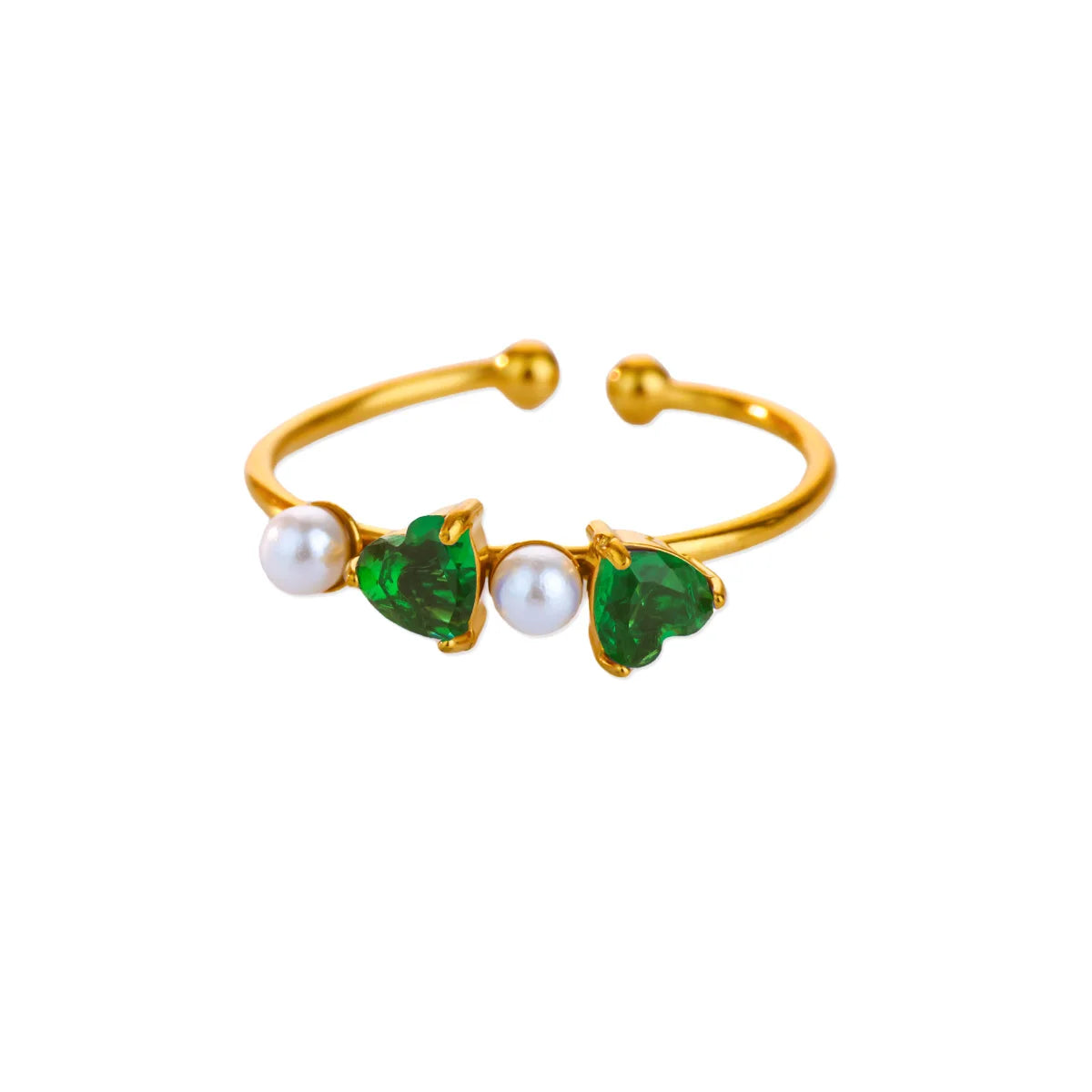 Edelstahl Vierblättriges Kleeblatt Ringe für Frauen Goldfarbe Zirkon Öffnung Paar Ring Ästhetischer Hochzeit Bohème Schmuck Geschenk