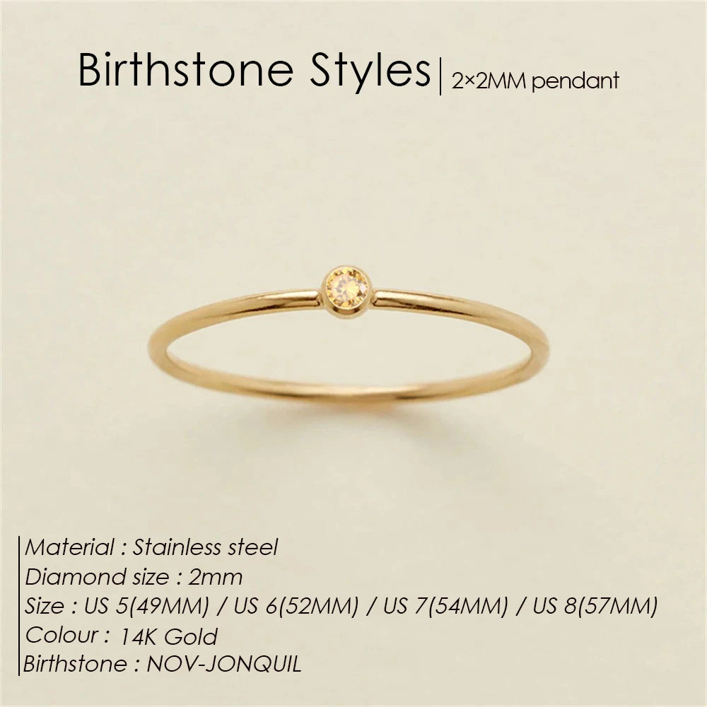 eManco Edelstahl Geburtssteinring Goldfarben Schlichter Modestil Für Damen Festival Party Geschenk