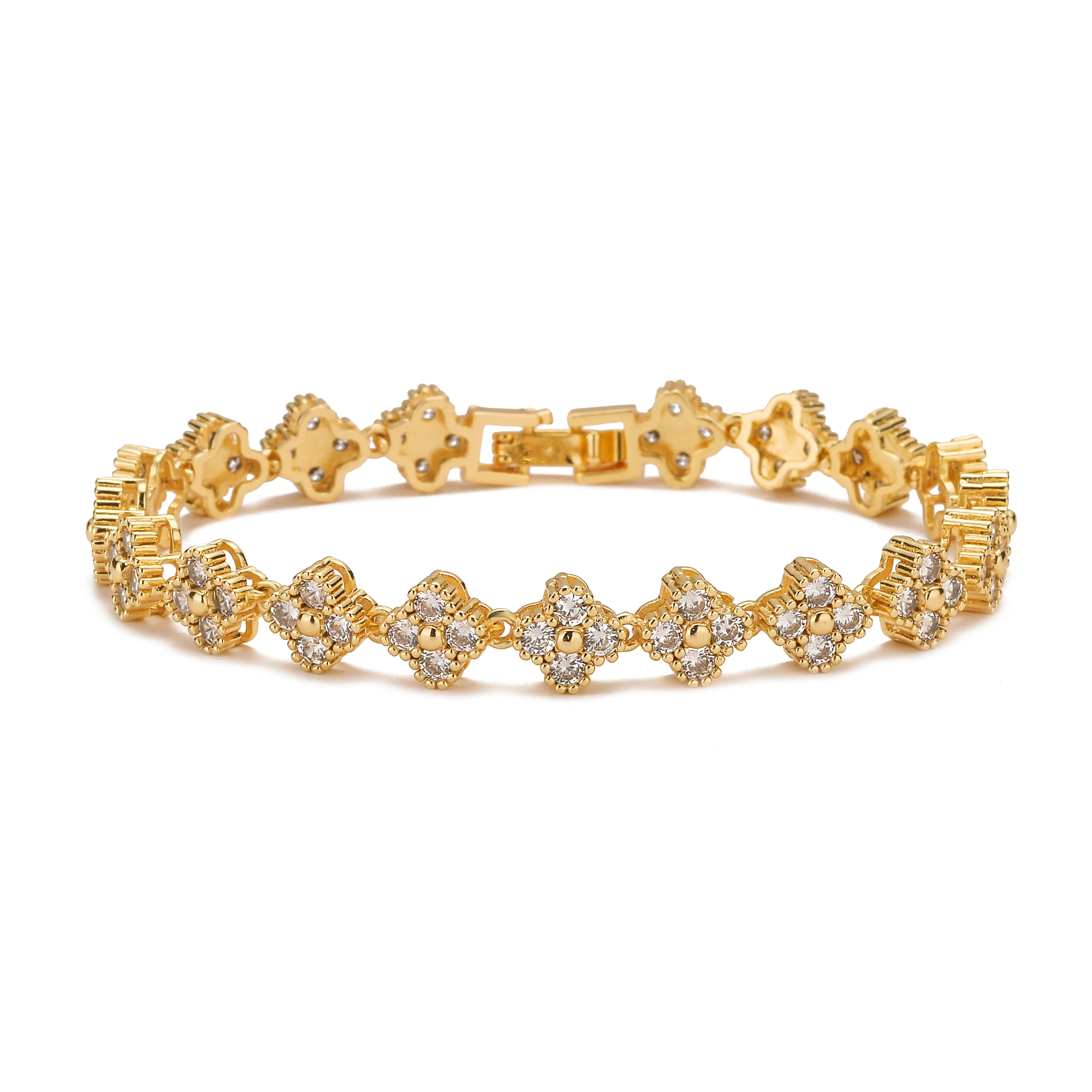 HECHENG, AAAAA Messing 18K vergoldete Blumenhalskette Armband Schmuckset, als Weihnachtsgeschenk für Frauen und die beste Freundin