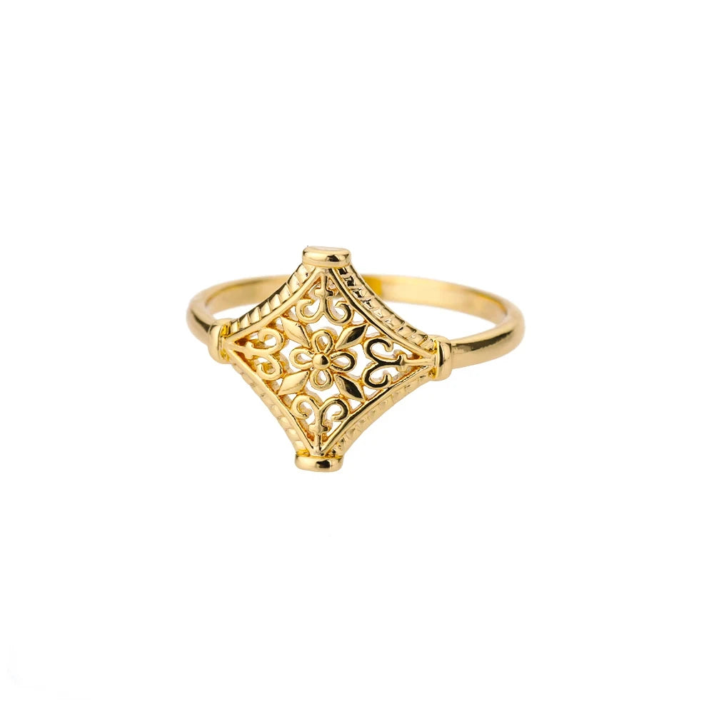 Edelstahl Lotusblumenring für Frauen, goldfarben, Vintage-Stein, Opal, ovaler Blumenring, modischer ästhetischer Schmuck, Geschenk