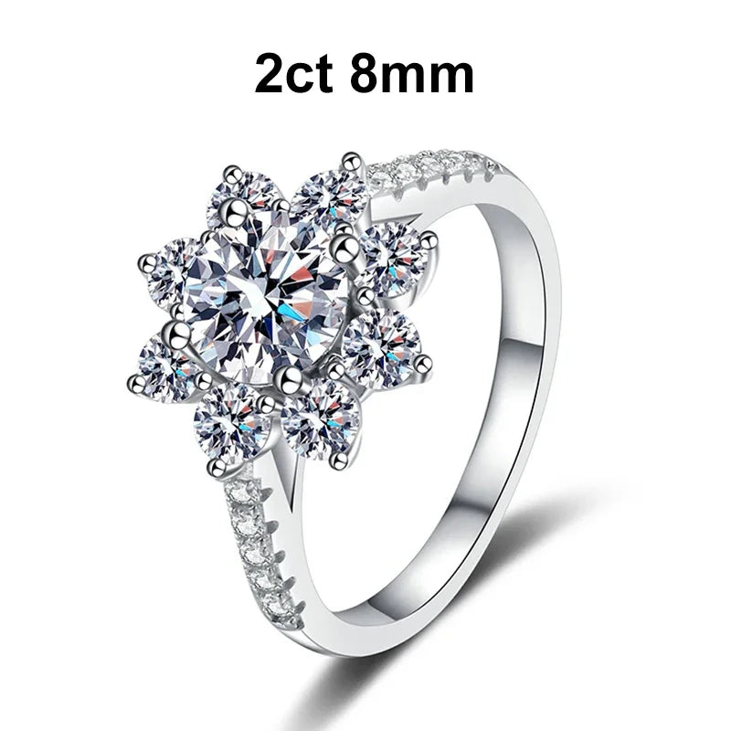 NeeTim 1ct 2ct Moissanit Eternity Ring 925 Sterling Silber mit Goldbeschichtung Hochzeitsblume Labor Diamantringe für Frauen Schmuck