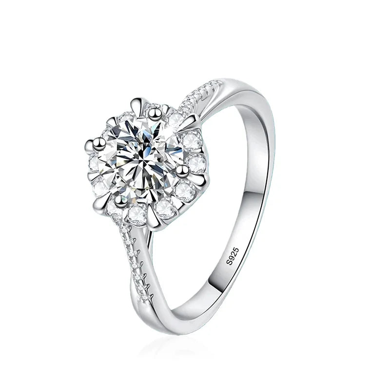 NeeTim 0.5/1CT Moissanit Diamantringe Ehering für Damen 925 Sterlingsilber 18k Weißgold plattiert Verlobungsring Zertifiziert