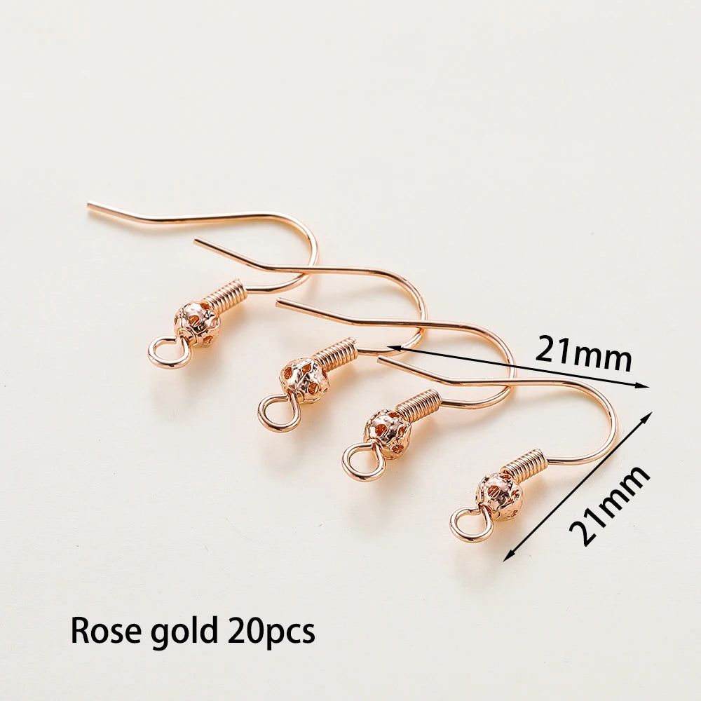 20 unidades/lote 6 estilos 14K 18K Alambres chapados en oro para pendientes con gancho para la oreja Suministros de cierres para pendientes para la fabricación de joyas DIY