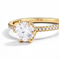 MINTYBOX 18K Gelbgold D Moissanit Ringe für Damen Handgefertigt 6,5mm S925 Silber Runder Verlobungsring Geschenk Edler Schmuck