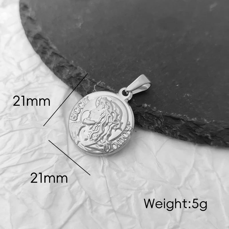 Colgante de Jesús de Hip-Hop para hombre: Collar con colgante de Jesús Cristo de acero inoxidable estilo rapero, joyería con cabeza de Jesús como regalo para hombres
