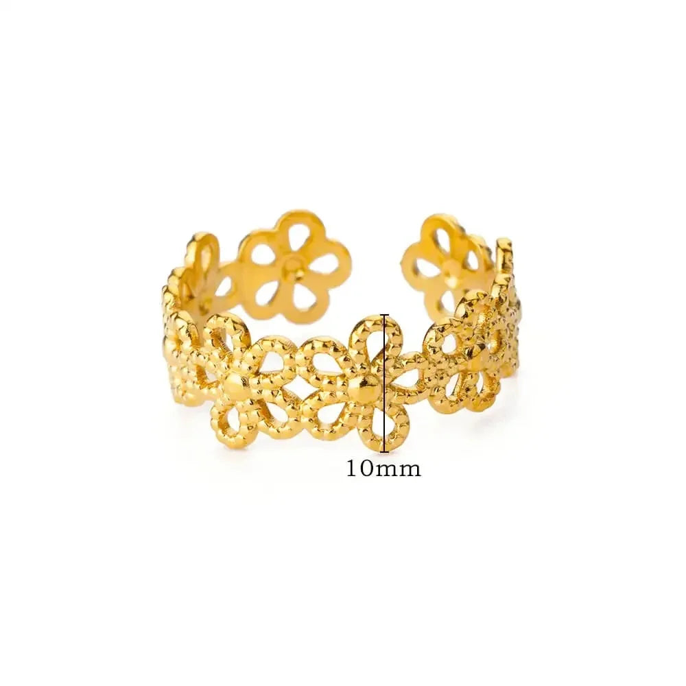 Luxus Zirkonia Schmetterlingsblumenringe für Frauen Edelstahl Goldfarbe Günstiger Ring Mode Hochzeits-Paar y2k Schmuck anillos