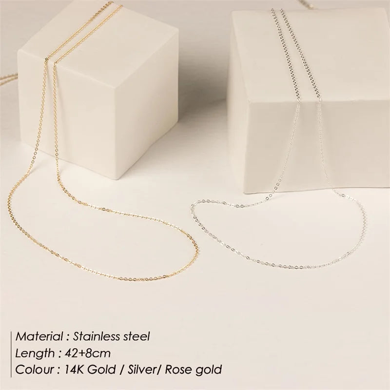 SUNIBI Stainless Steel Necklaces for Women Gold Color Basic Punk Link Chain Necklace Solid Metal Jewelry Wholesale/dropshipping