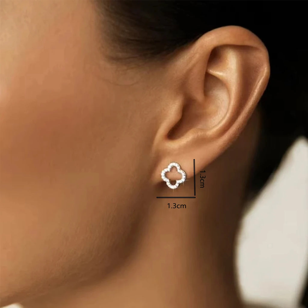 Neue Mode Blatt Hohle Zirkonia Ohrstecker für Frauen Elegante Nischen Triple Blumen Ohrringe Party Schmuck Geschenk