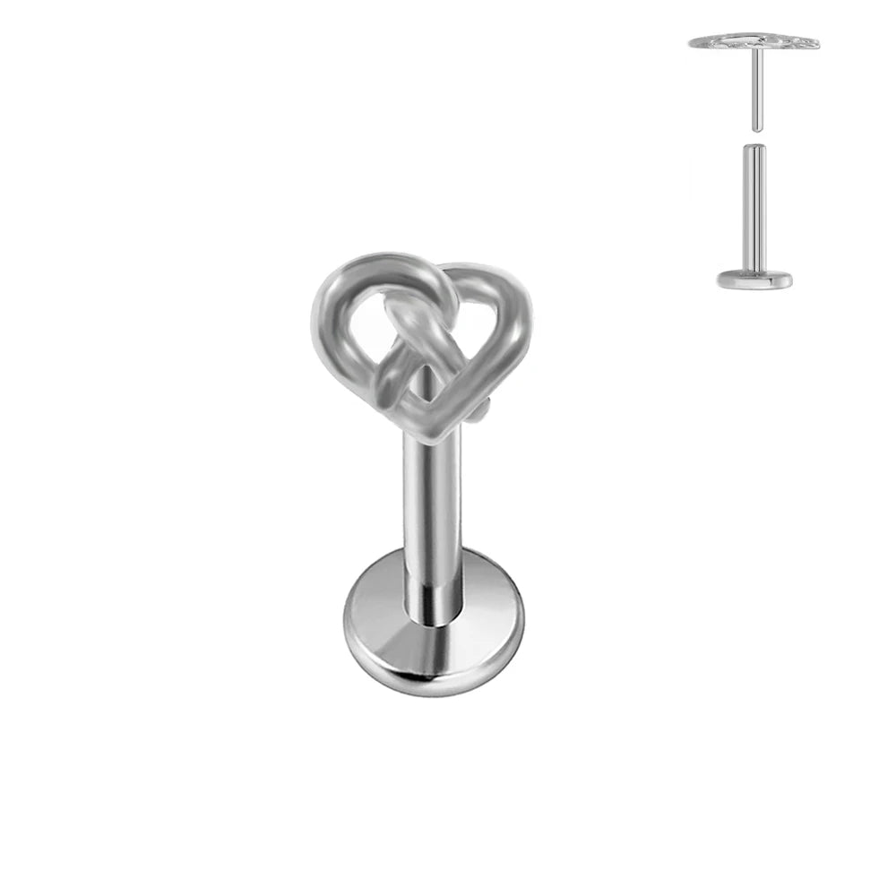 ASTM F136 G23 Titan Herzförmiger Ohrstecker 16G 18G 20G Threadless Piercing Butterfly Push-in Lippenstecker Daith Labret Conch