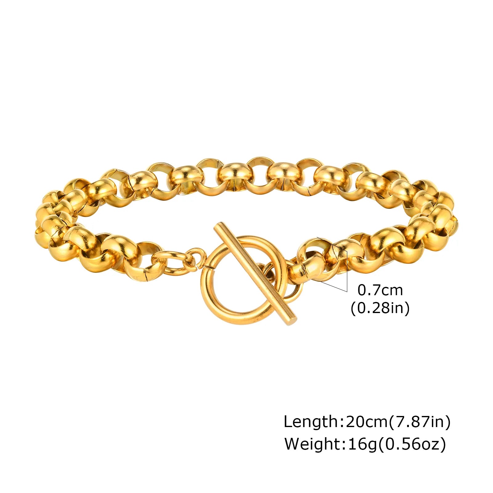Massive klobige Toggle-Armbänder für Damen, Edelstahl OT-Verschluss-Gliederkettenarmband, vergoldet, anlaufgeschützt