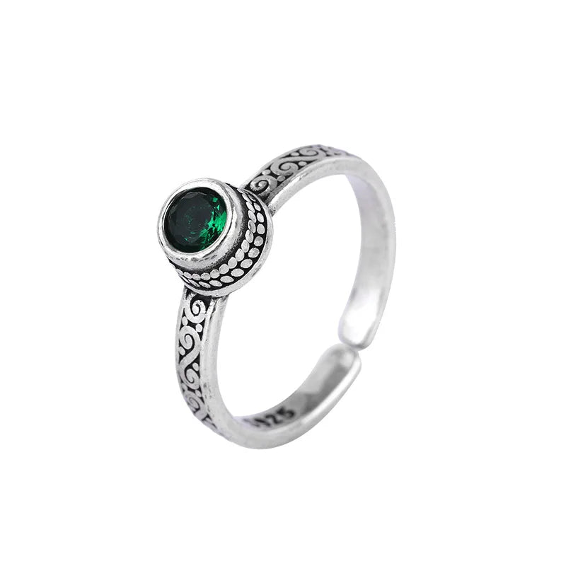 925er Sterlingsilber Grüne Zirkonringe für Damen Hochzeit Verlobung Weiblich Vintage Luxus Schmuck Accessoires