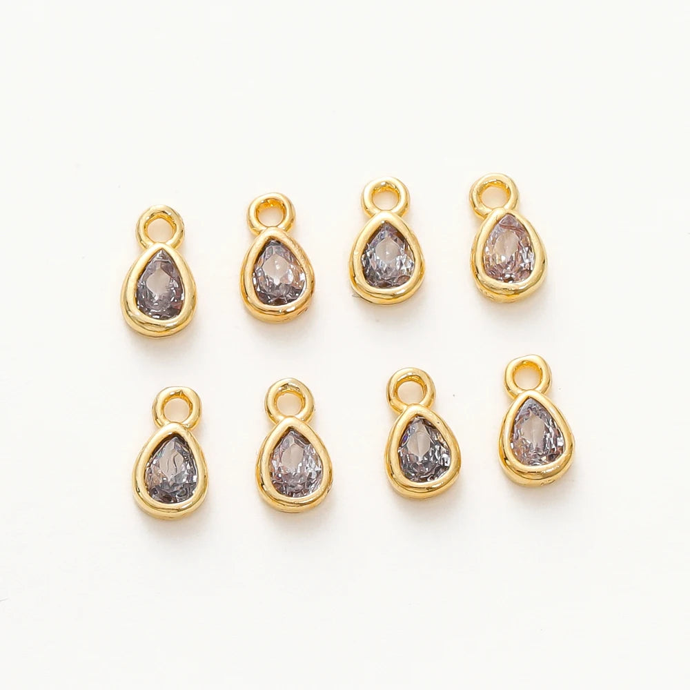 5/10 unidades/lote Colgantes en forma de gota de agua al por mayor Chapado en oro de 18 quilates Colgantes de circonita cúbica para hacer joyas de collar DIY