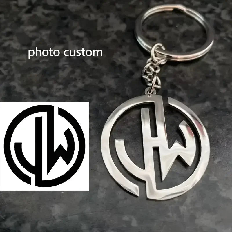 Custom Logo Keychain Stainless Steel Personalized Emblem Pendant Keychains House & Friendship & Pet Decorative Key Jewelry Gifts