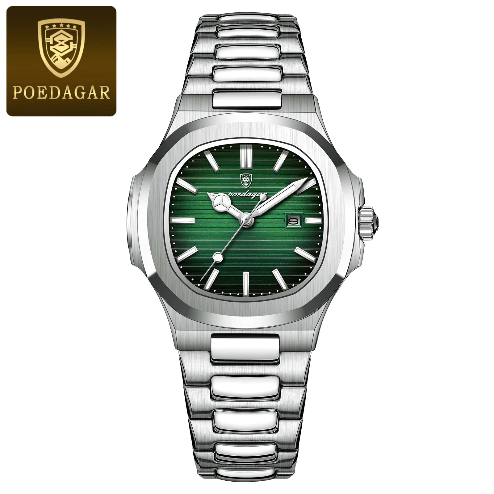 POEDAGAR Elegantes relojes de cuarzo para mujer, impermeables, luminosos, con fecha, reloj de pulsera para mujer, reloj de moda de acero inoxidable para mujer, Reloj