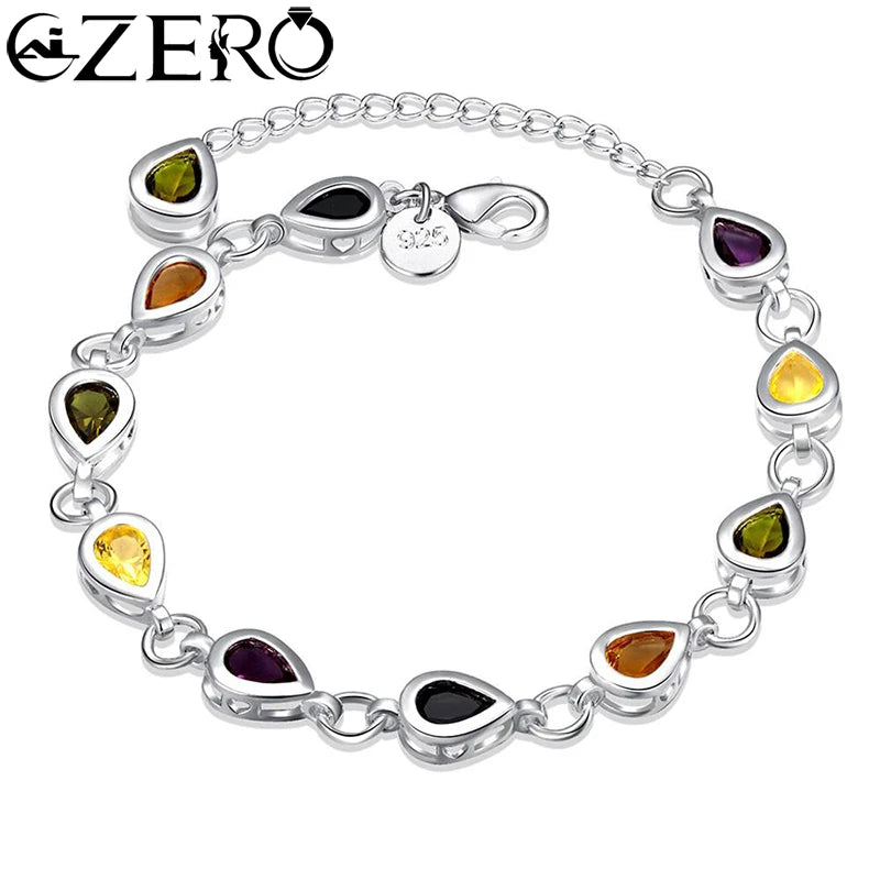 Großhandel 925 Sterling Silber Edle Charm Armbänder Zirkon Kette Kristall Schmuck Mode für Frauen Hochzeit Dame Süß