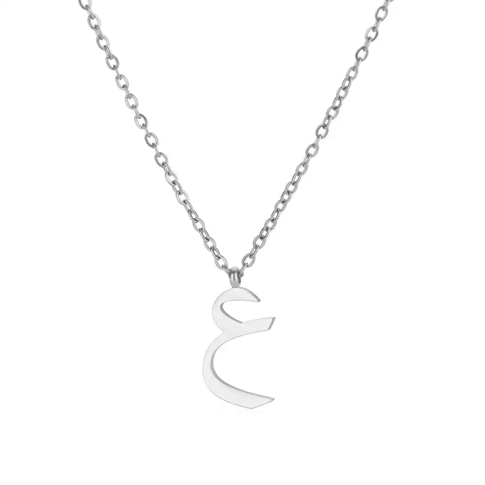 Collar con colgante de letras árabes para mujer, cadena inicial de acero inoxidable, gargantilla, collar, joyería de boda 2024, bisutería