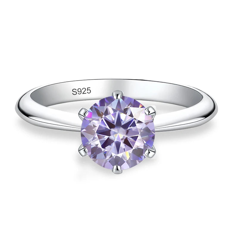 Anillos de Moissanita azules, rosas, morados y negros de 0.5ct 1ct 2ct 3ct de NeeTim para mujer, de plata de ley 925, banda para fiesta de boda, anillo de mujer