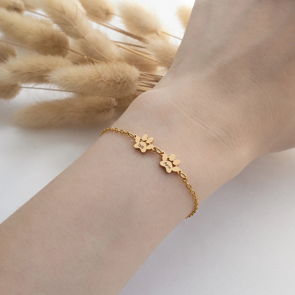 Minimalist Claw Bracelet Customized Engraved Name Bracelet Personalized Stainless Steel Dog Claw Bracelet