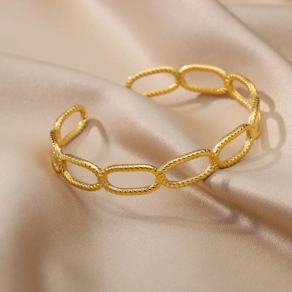 Schlangen Armreif Armband für Damen Edelstahl Vergoldet Öffnungsarmreif Tier Ästhetischer Schmuck pulseras mujer
