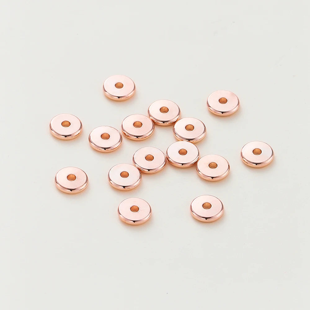 10-50 Stück 14K/18K Vergoldetes Messing 3-12mm Runde Spacer Perlen Flache Armbandperlen für DIY Schmuckherstellung Zubehör