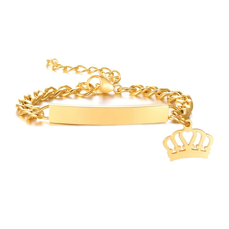 Personalisiertes Armband für kleine Jungen Mädchen, Edelstahl gravierter Name Datum Sohn Tochter Mama Taufgeschenk