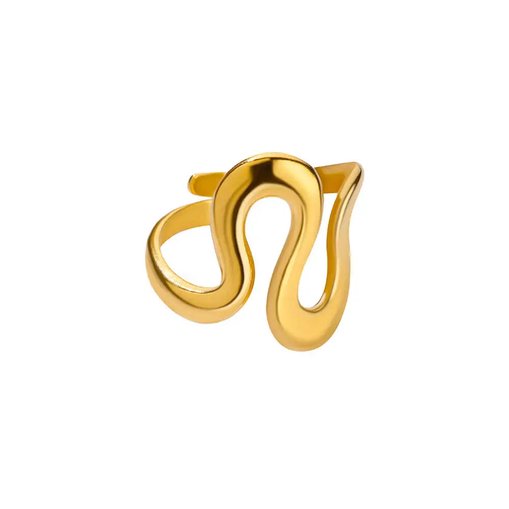 Unregelmäßige geometrische glänzende Edelstahl-Offene Ringe für Frauen Minimalistischer Goldfarbener Verstellbarer Ehering Damenschmuck