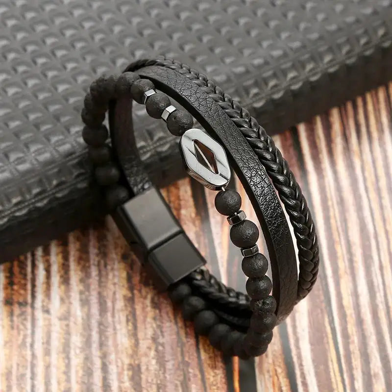 Klassisches Herren Lederarmband Neuer Stil Handgewebt Mehrschichtige Kombination Accessoire Mode Herrenschmuck Großhandel Dropshipping