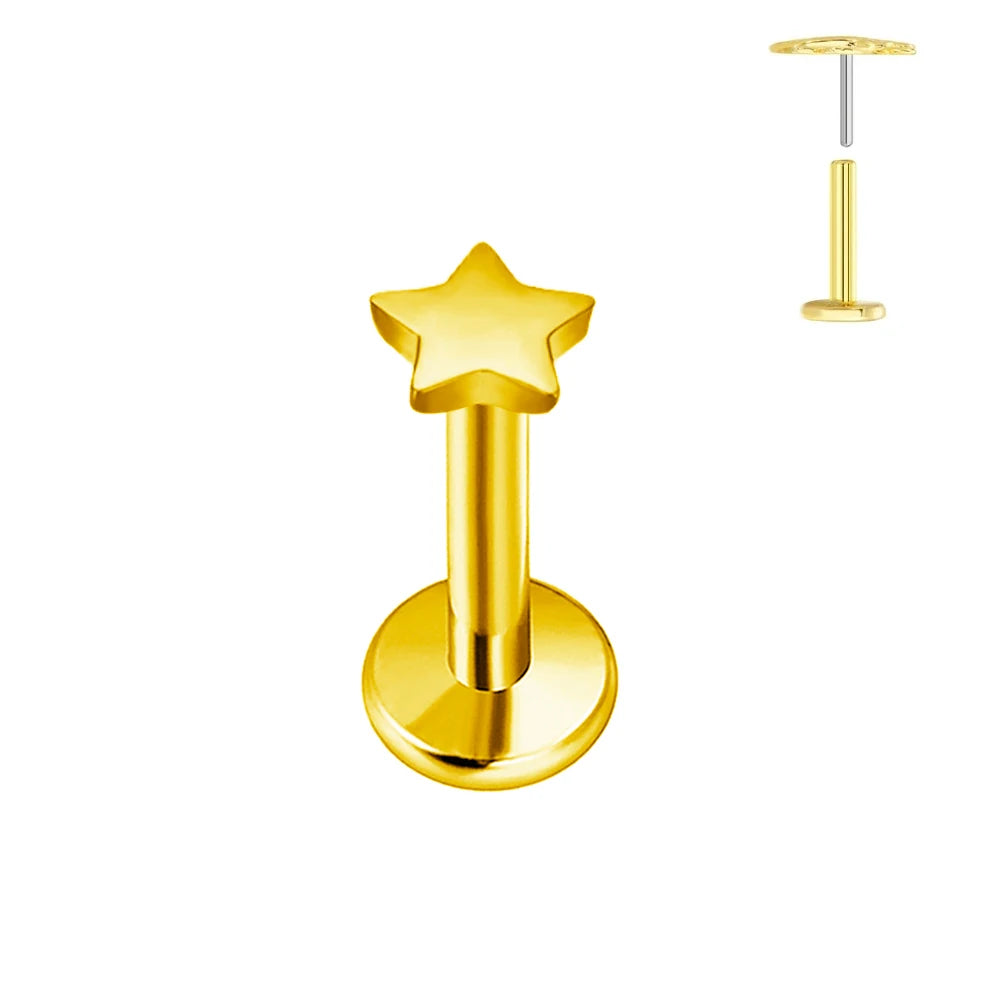 ASTM F136 G23 Titan Herzförmiger Ohrstecker 16G 18G 20G Threadless Piercing Butterfly Push-in Lippenstecker Daith Labret Conch