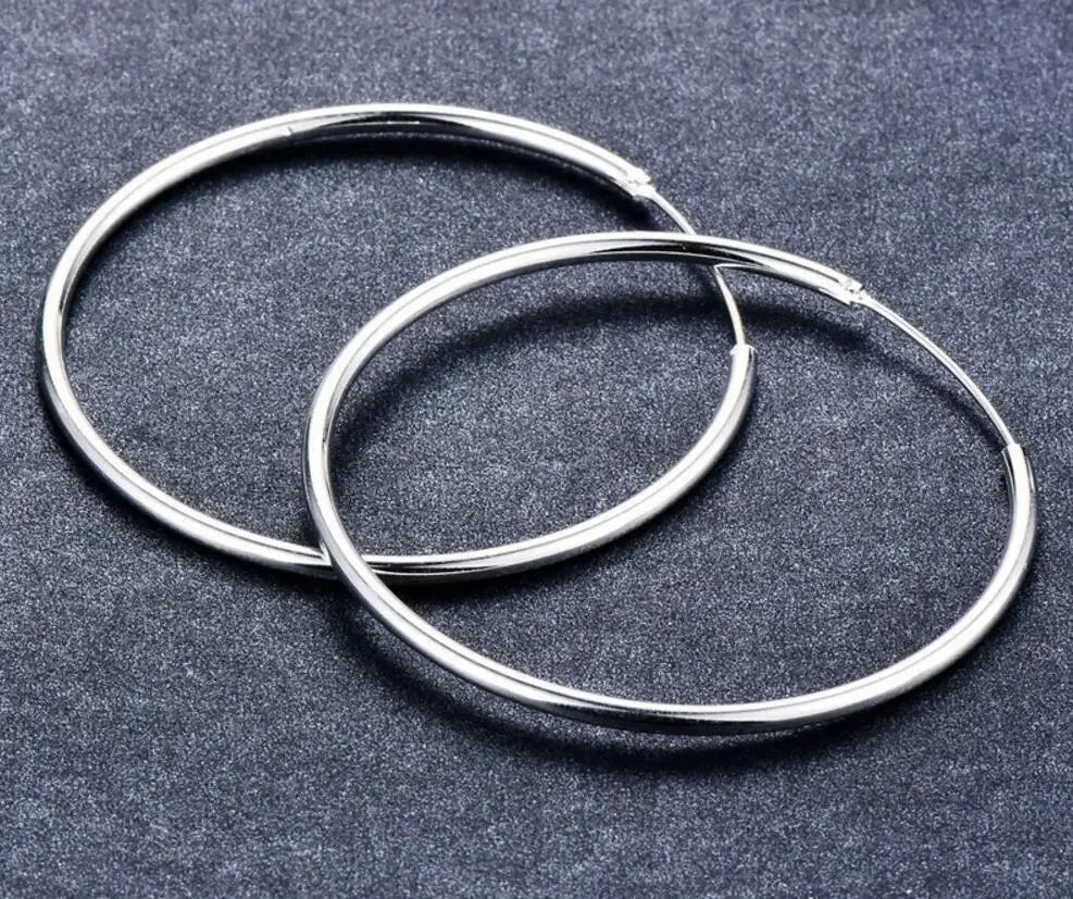 Damen 100% 925 Sterlingsilber Creolen Runde Schleife Geschenke Box Verpackung Einfache Silber Creolen Piercing