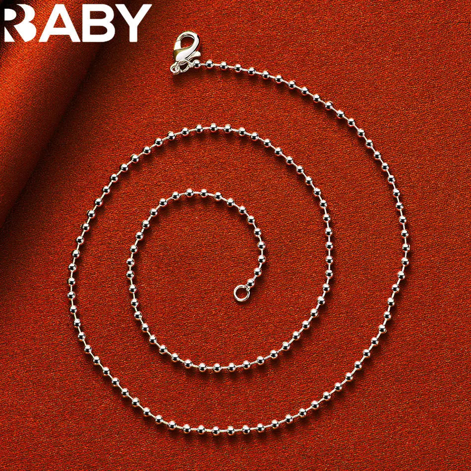 URBABY 925 Sterling Silver 40-75cm 2mm Beads Necklace For Women Anniversary Gift Popular Wild Fashion Romantic Jewelry
