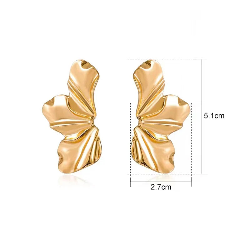 Obega geometrische fuchsiafarbene Steinohrringe, warmgoldfarben, blumenförmig, Damenohrstecker, Party, Strand, Schmuck für Mädchen