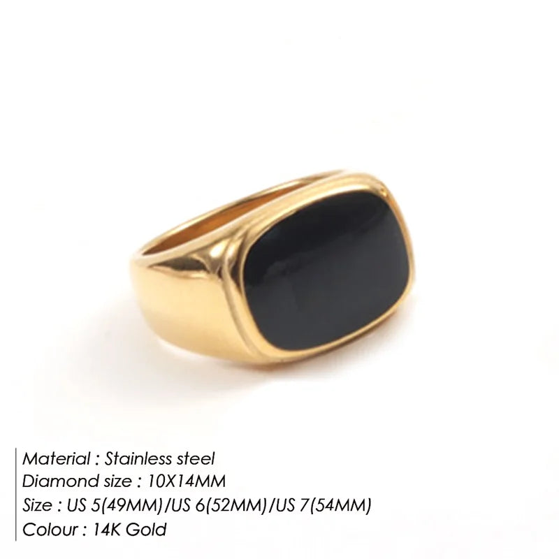 Anillos cuadrados gruesos vintage de concha para mujer, color oro blanco, anillo grande para mujer, accesorios de joyería para fiesta, regalo de tienda.