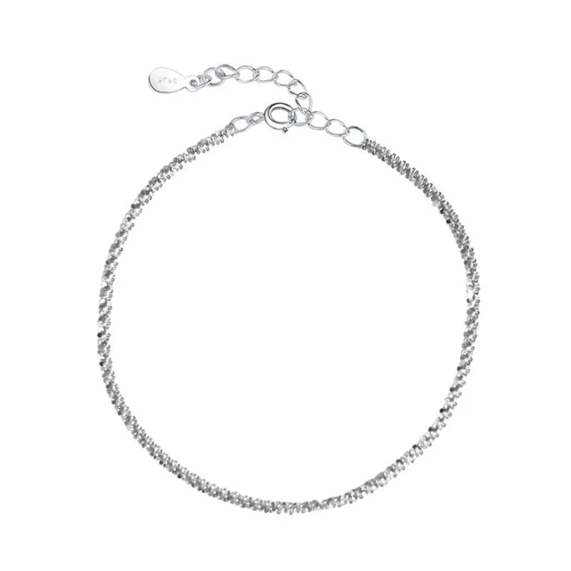 Tobilleras de Plata 925 Brillantes con Diseño de Cielo Estrellado, Tobilleras Modernas, Sencillas y de Nicho