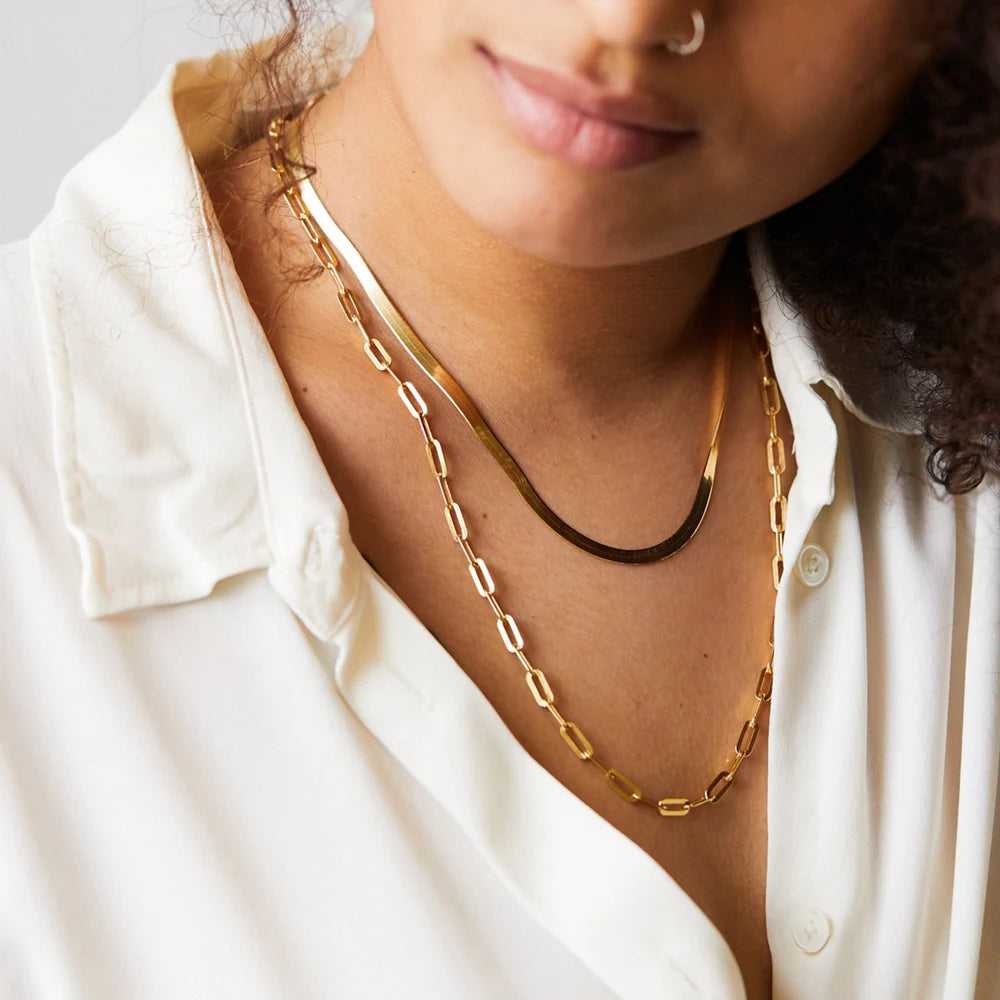 SUNIBI Stainless Steel Link Chain Choker Necklaces For Women Delicate Simple Necklace Friends Gift Jewelry Kolye