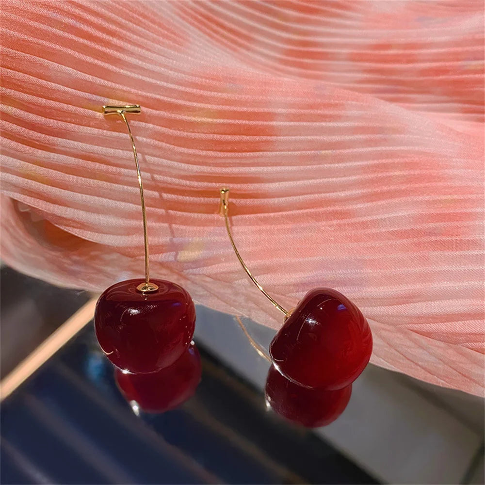 Süße Kirschfrucht Acryl Ohrringe Modische Harz Kirsch Ohrringe für Frauen Kpop Schmuck Trendige Accessoires